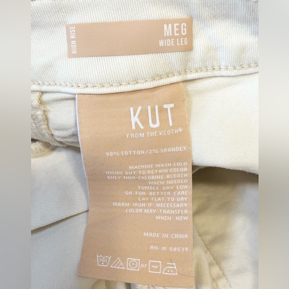 NWT Kut From the Kloth Meg High Rise Wide Leg Pants Jeans Ecru Cream Size 10 NEW - Picture 14 of 14